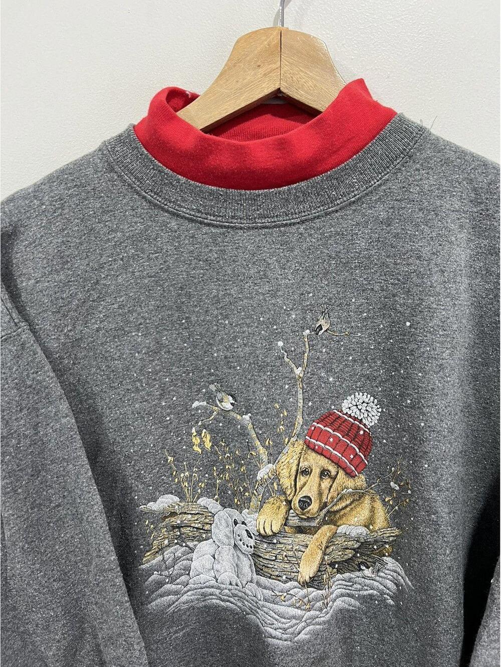 Vintage Dog Puppy Sweater Sweatshirt animal - Picture 2 of 4